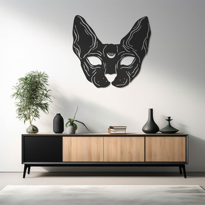 Sphinx Inspired Metal Wall Art, Elegant Cat Silhouette Home Decor