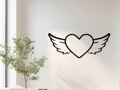 Winged Heart Wall, Wall Decor, Metal Wall art